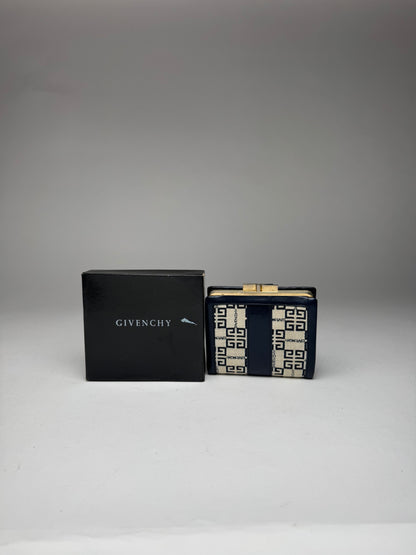 Vintage Givenchy GV3 monogram Leather Wallet marine white