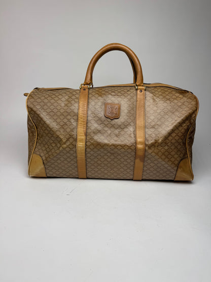 Vintage Celine Paris Triomphe Leather Monogram Duffel Bag bag gold brown