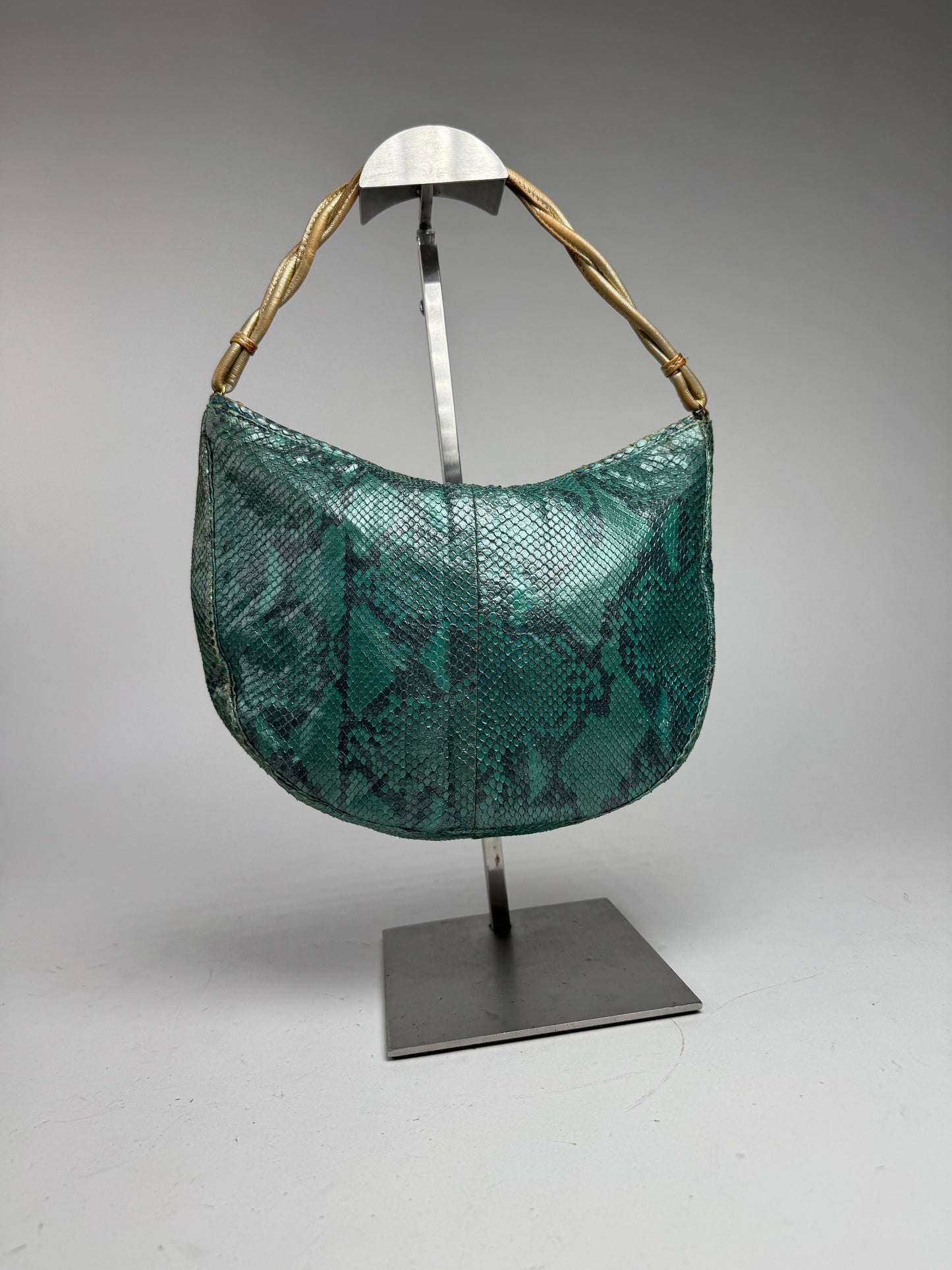 Vintage Gianni Versace Snakskin Leather Bag Turquoise golden