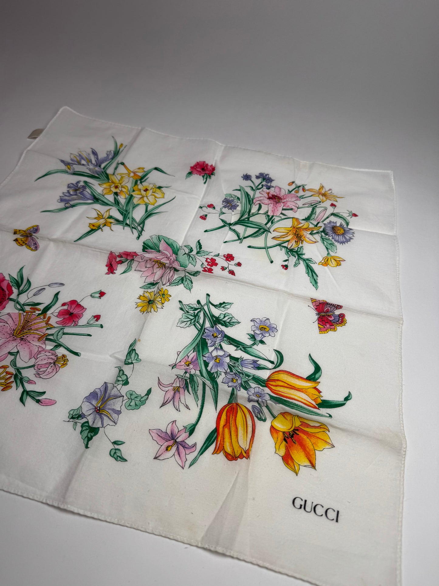 Vintage Gucci Floral Canvas Scarf