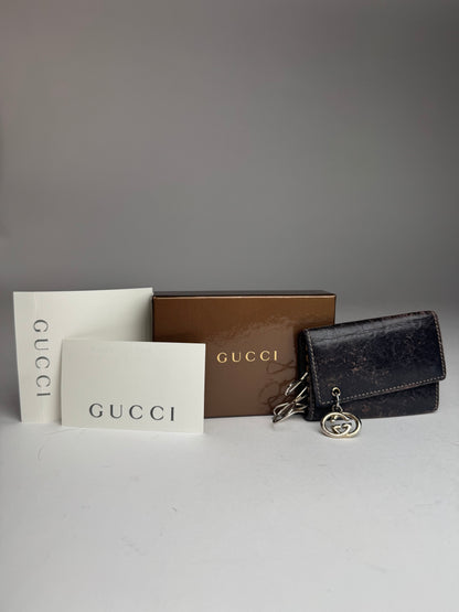 Vintage Gucci Leather Monogram Key Holder Brown