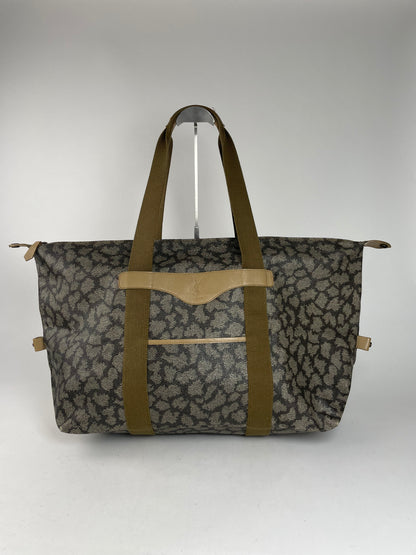 Vintage Yves Saint Laurent Leather Travel Bag Grey/Brown