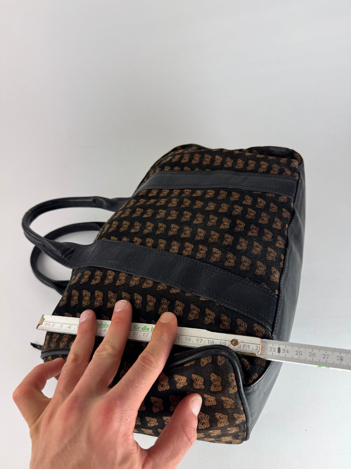 Vintage Bottega Veneta Suede Leather Monogramm Bag black brown