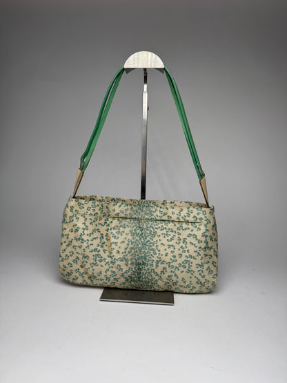 Vintage Bottega Veneta Campana Fur Baguette Bag beige/TURQUOISE