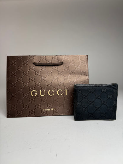 Vintage Gucci Monogram Canvas Flap Wallet Black