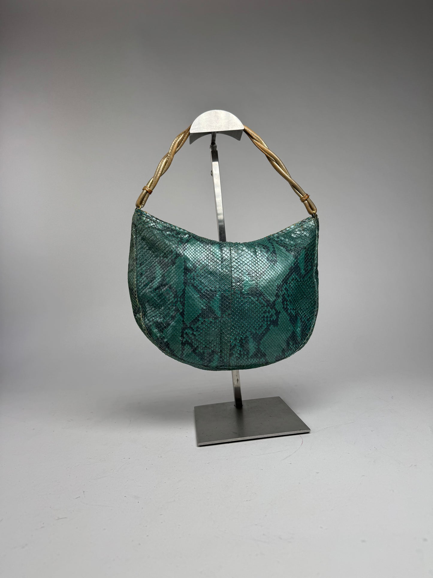 Vintage Gianni Versace Snakskin Leather Bag Turquoise golden