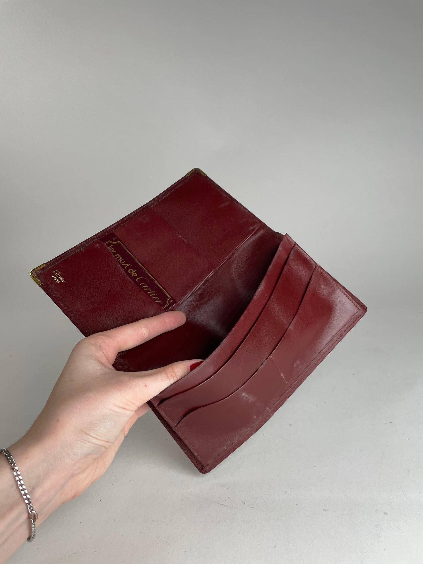 Vintage Cartier Leather ID Holder Burgundy
