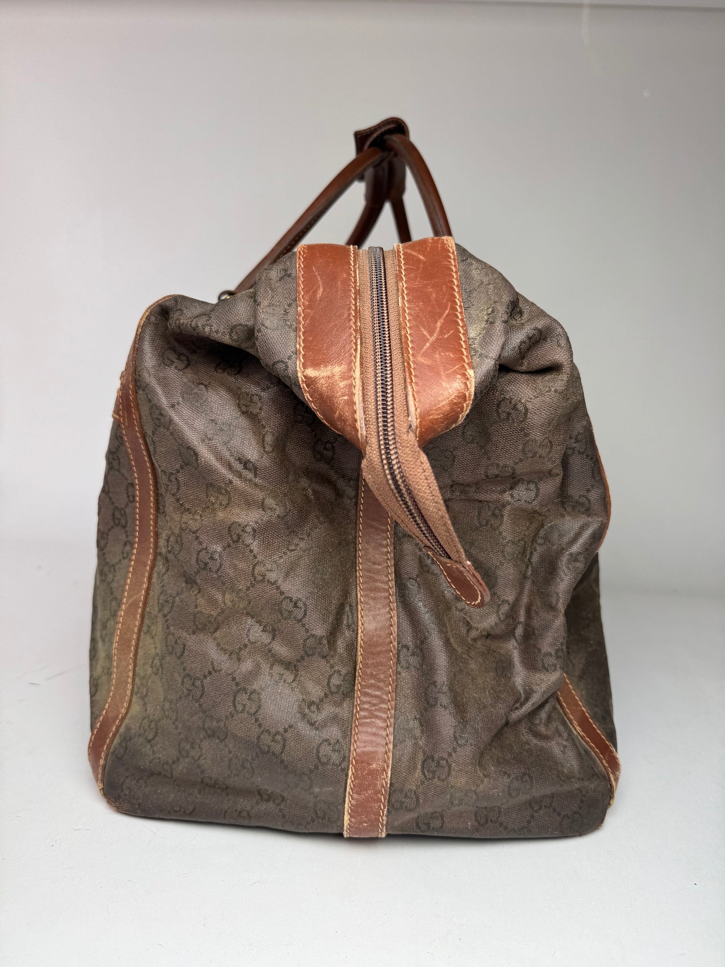 Vintage Gucci Duffel Bag / Travel Bag Monogram Brown