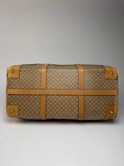 Vintage Celine Paris Triomphe Leather Monogram Duffel Bag bag gold brown