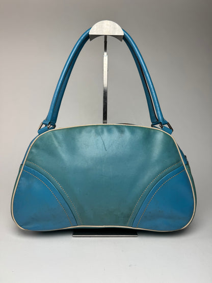 Sac bowling vintage en cuir Prada bleu