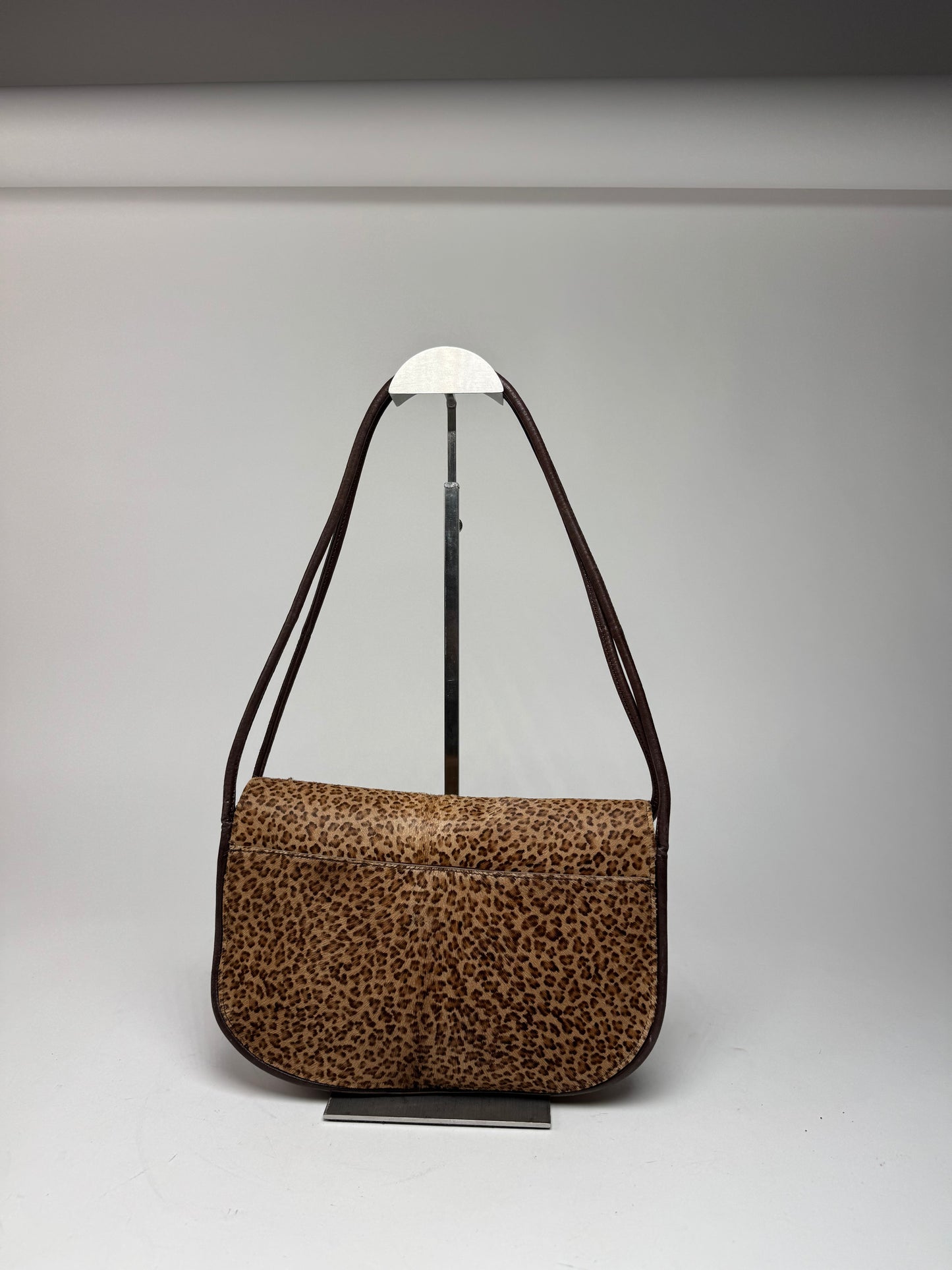 Vintage Bottega Veneta Fur Leather Bag Leopard Brown