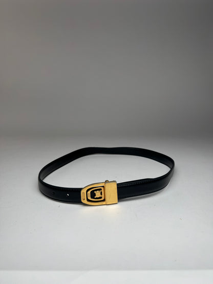 Vintage Celine Paris Leather Belt Black