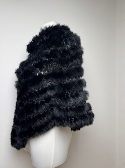 Vintage Courreges Fur Leather Top / Coat Black 38/M