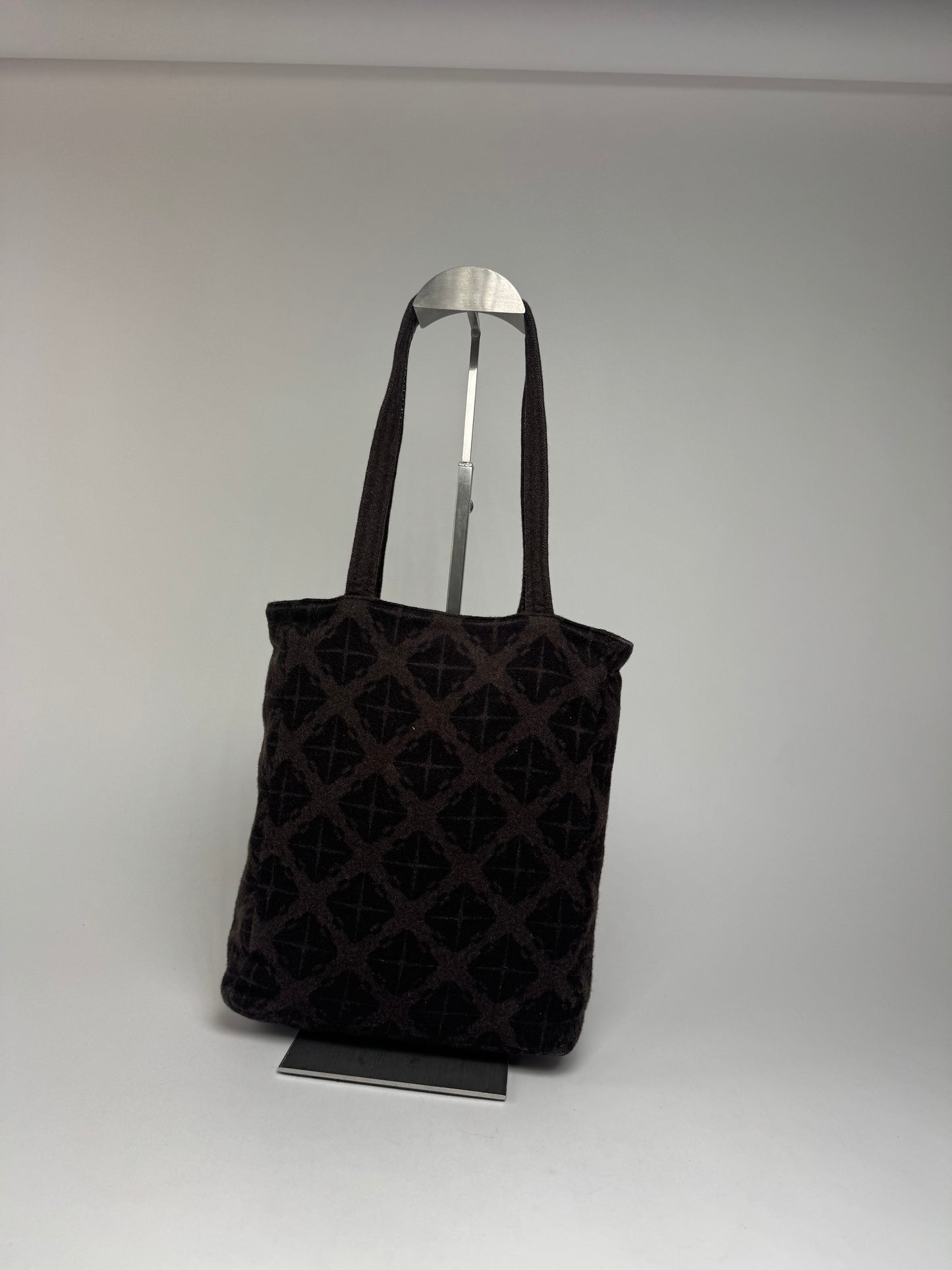 Vintage Bottega Veneta Wool Monogram Shopper Brown