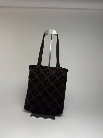 Vintage Bottega Veneta Wool Monogram Shopper Brown