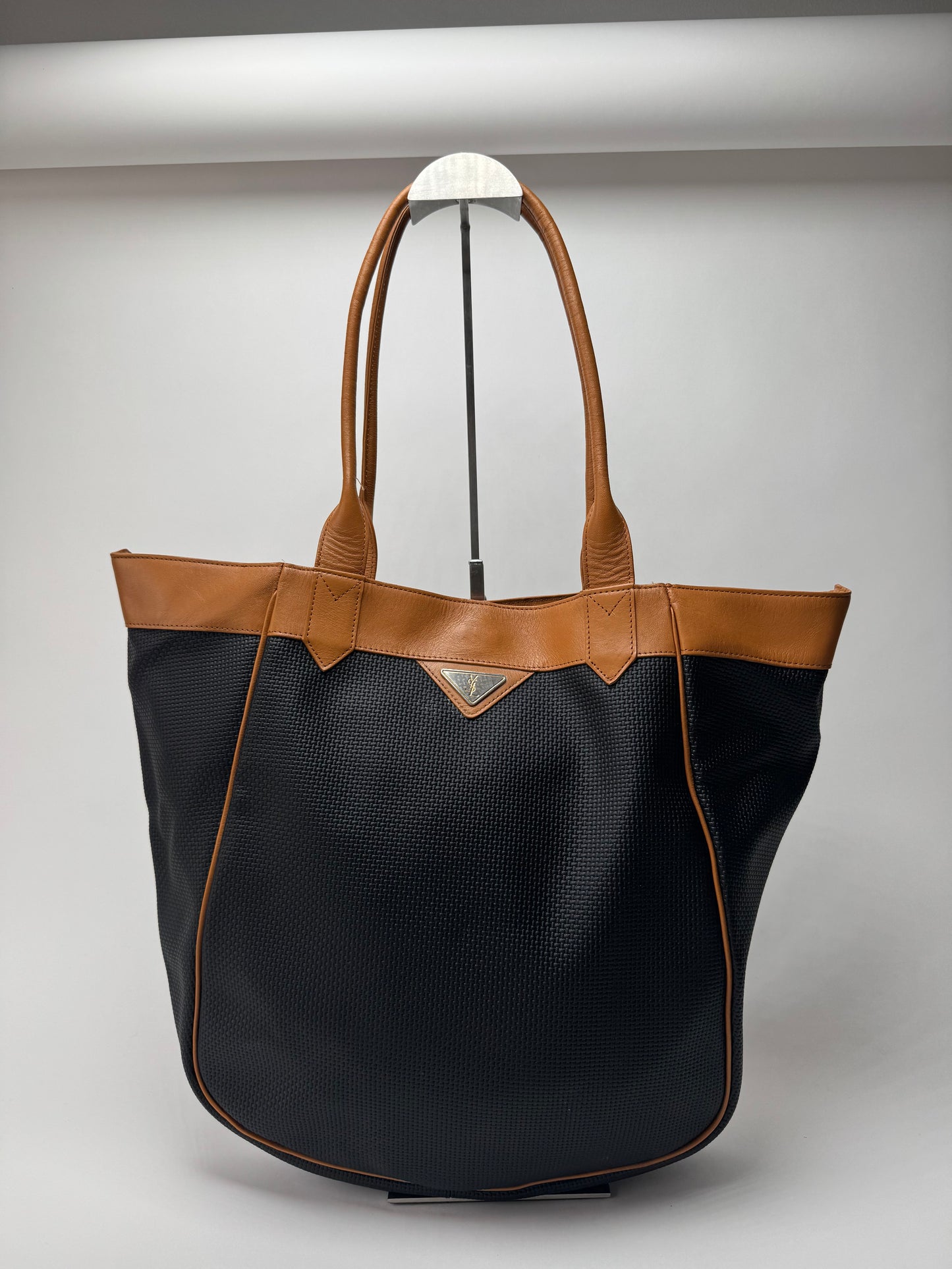 Vintage Yves Saint Laurent 2Way leather Shopper bag black brown