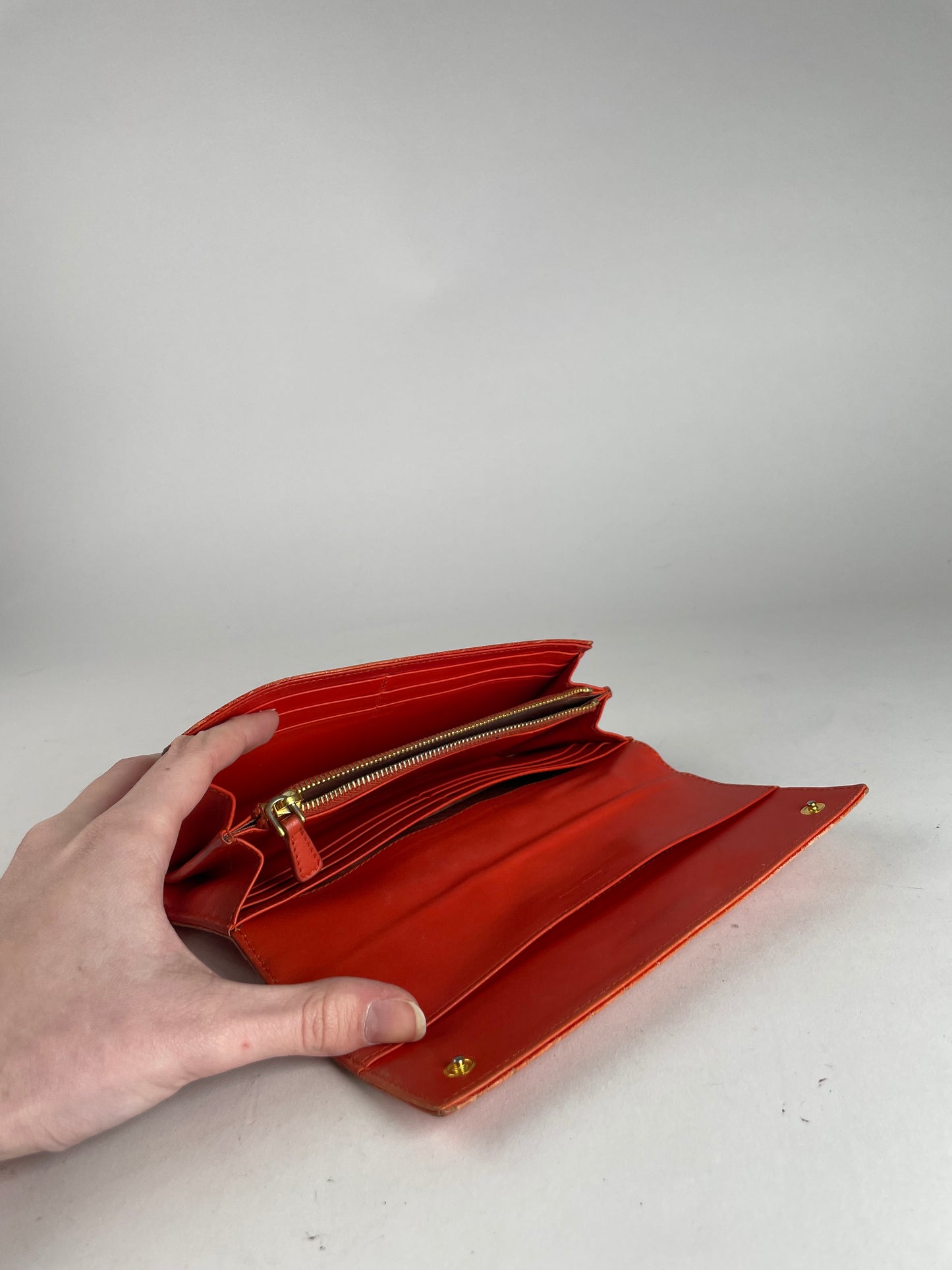 Portefeuille vintage en cuir Miu Miu orange