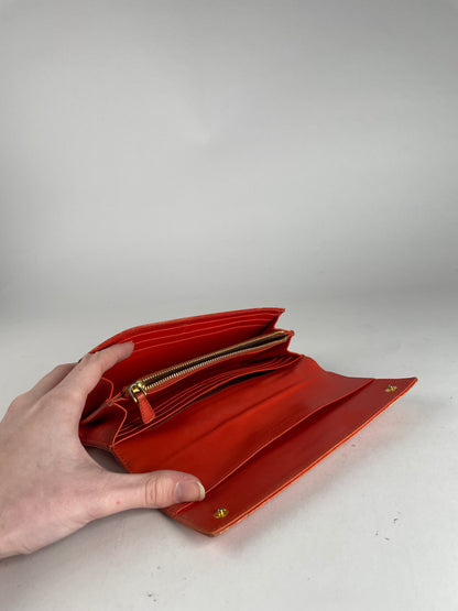 Portefeuille vintage en cuir Miu Miu orange