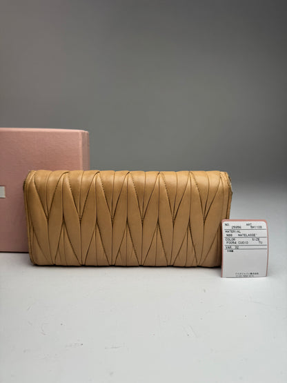 Vintage Miu Miu Metallasse Leather Wallet Caramel