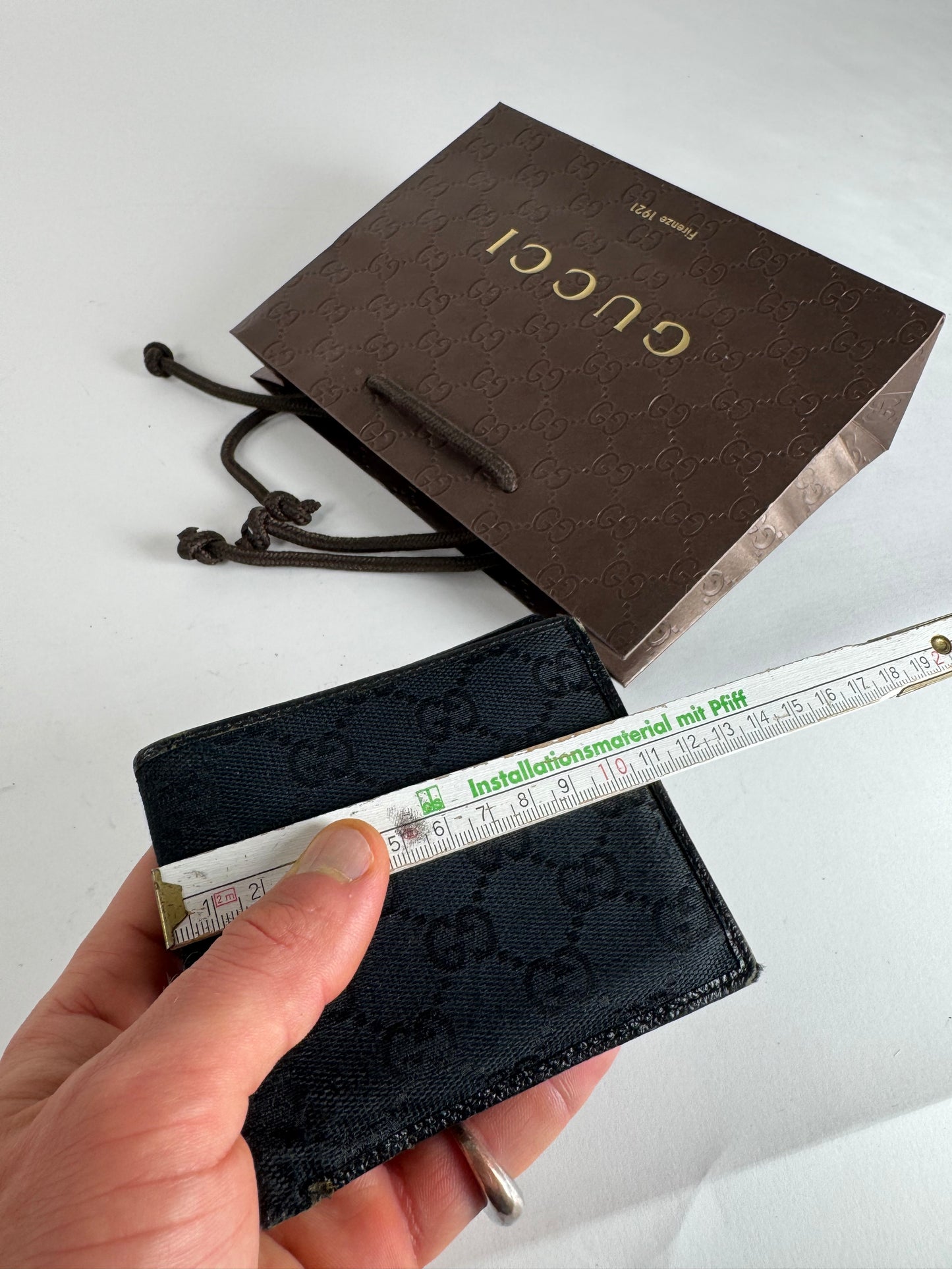 Vintage Gucci Monogram Canvas Flap Wallet Black