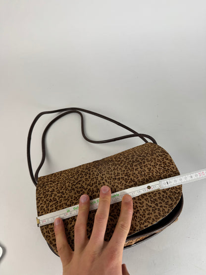 Vintage Bottega Veneta Fur Leather Bag Leopard Brown