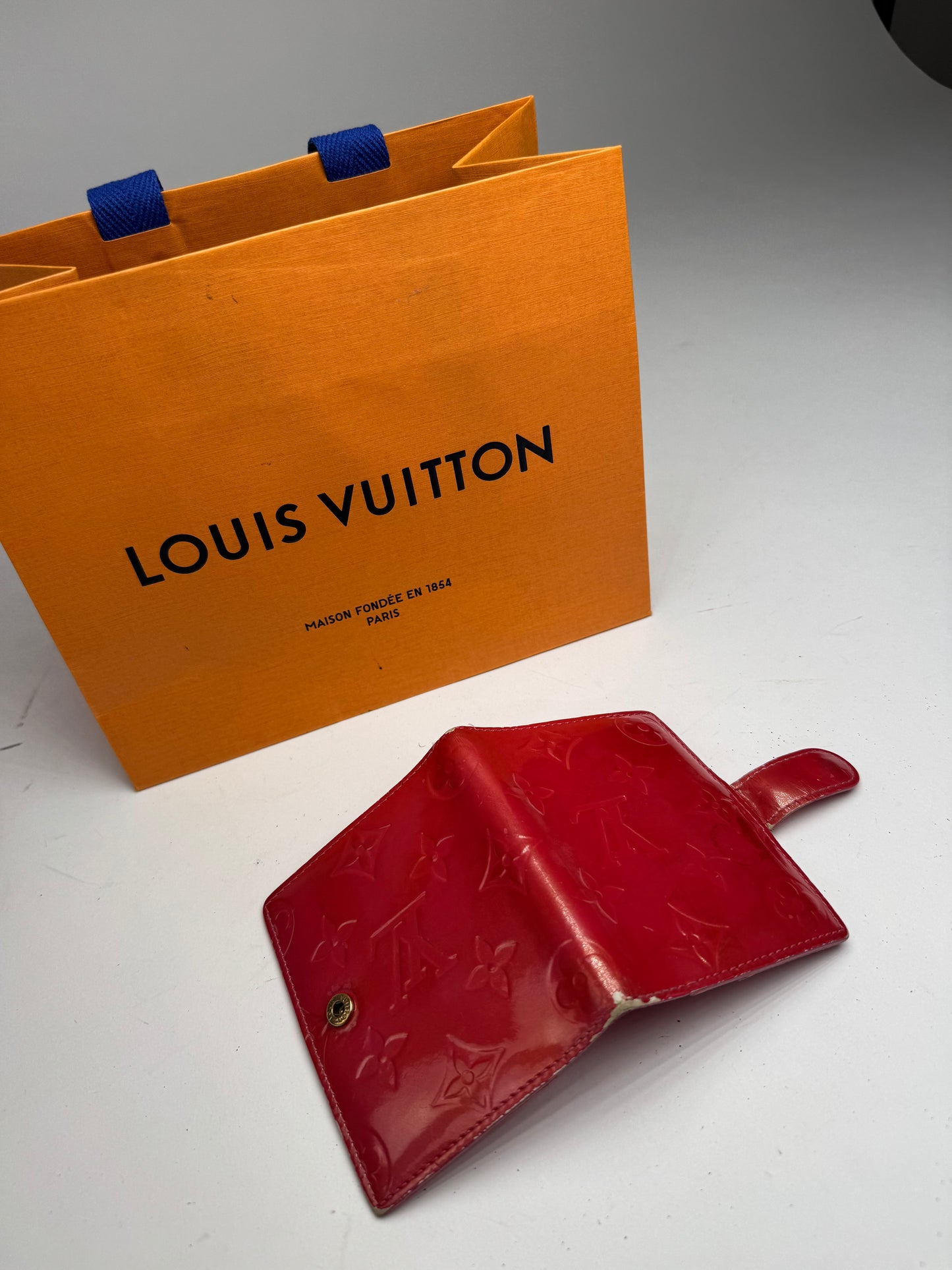 Vintage Louis Vuitton Vernis Leather Card Holder Red