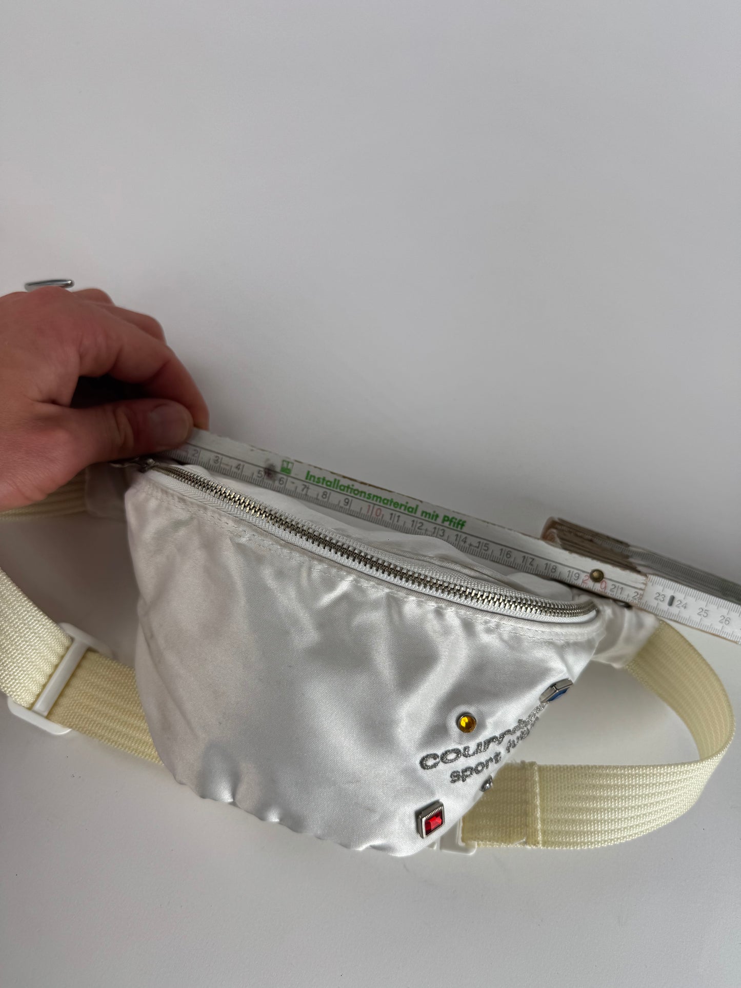 Vintage Courreges Paris Crossbody / Bum Bag Silver white