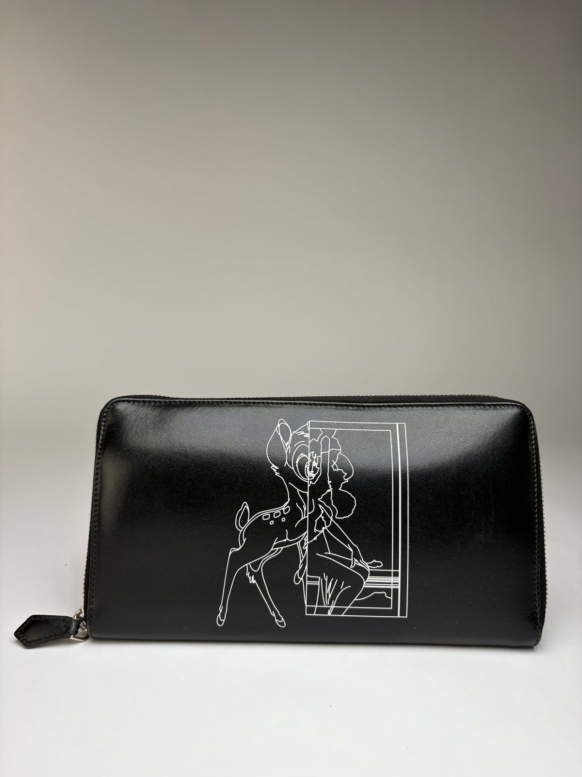 Vintage Givenchy Bambi Print Leather Bifold Wallet 2013 Black