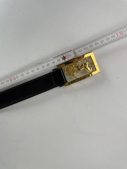 Vintage Celine Paris Triomphe Leather Belt Black