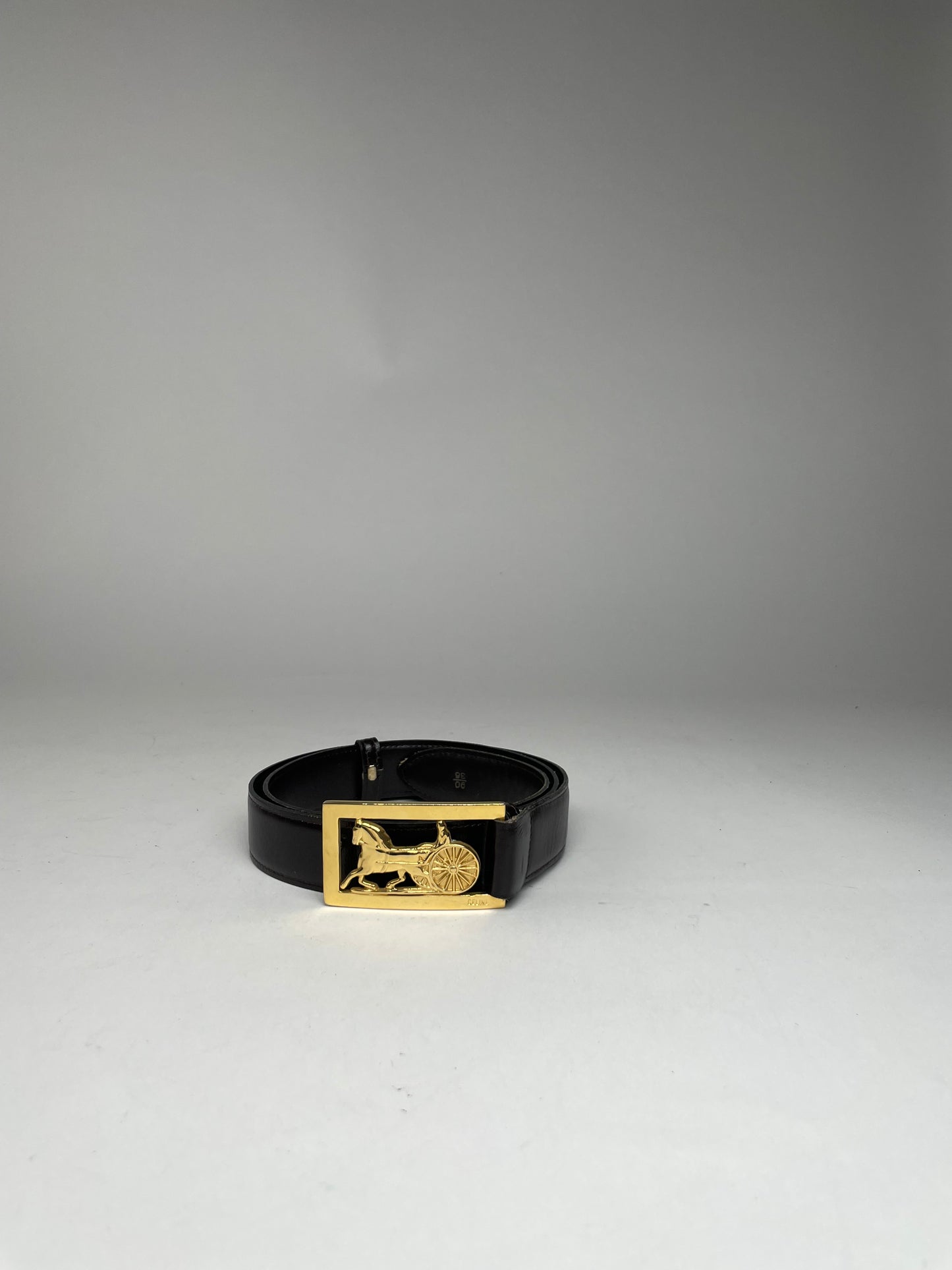 Vintage Celine Paris Triomphe Leather Belt Black
