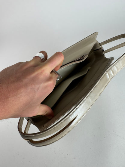 Vintage  Givenchy 4G Patent Leather Bag Grey Brown