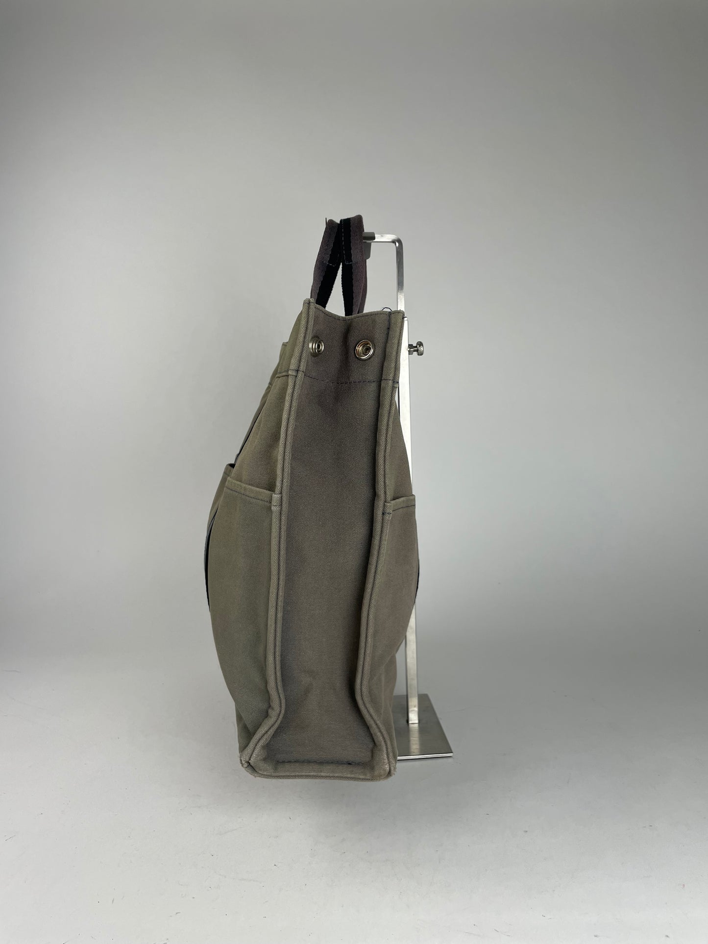 Vintage Hermes Canvas Shopper Bag Grey
