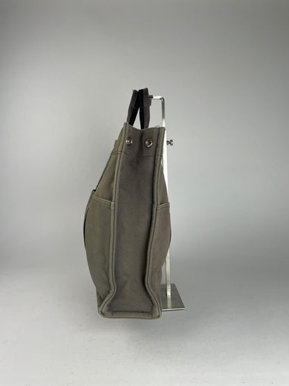 Vintage Hermes Canvas Shopper Bag Grey