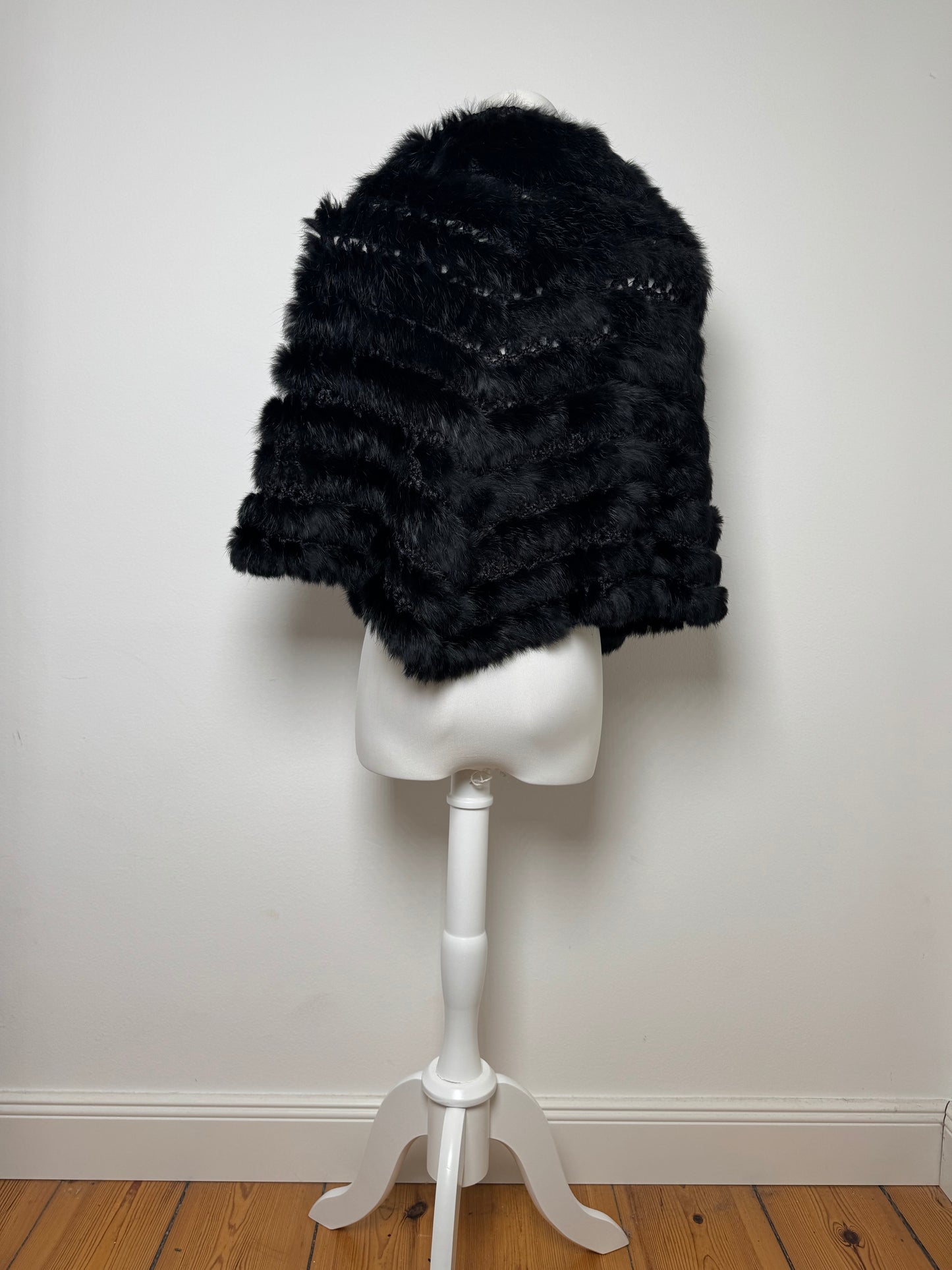 Vintage Courreges Fur Leather Top / Coat Black 38/M