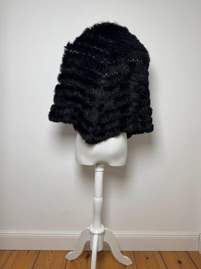 Vintage Courreges Fur Leather Top / Coat Black 38/M