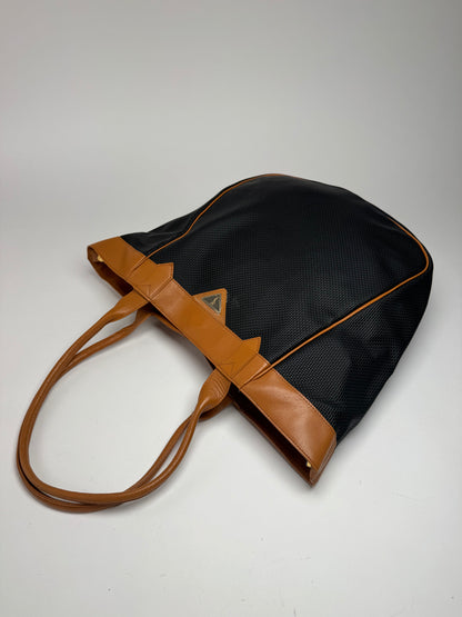 Vintage Yves Saint Laurent 2Way leather Shopper bag black brown