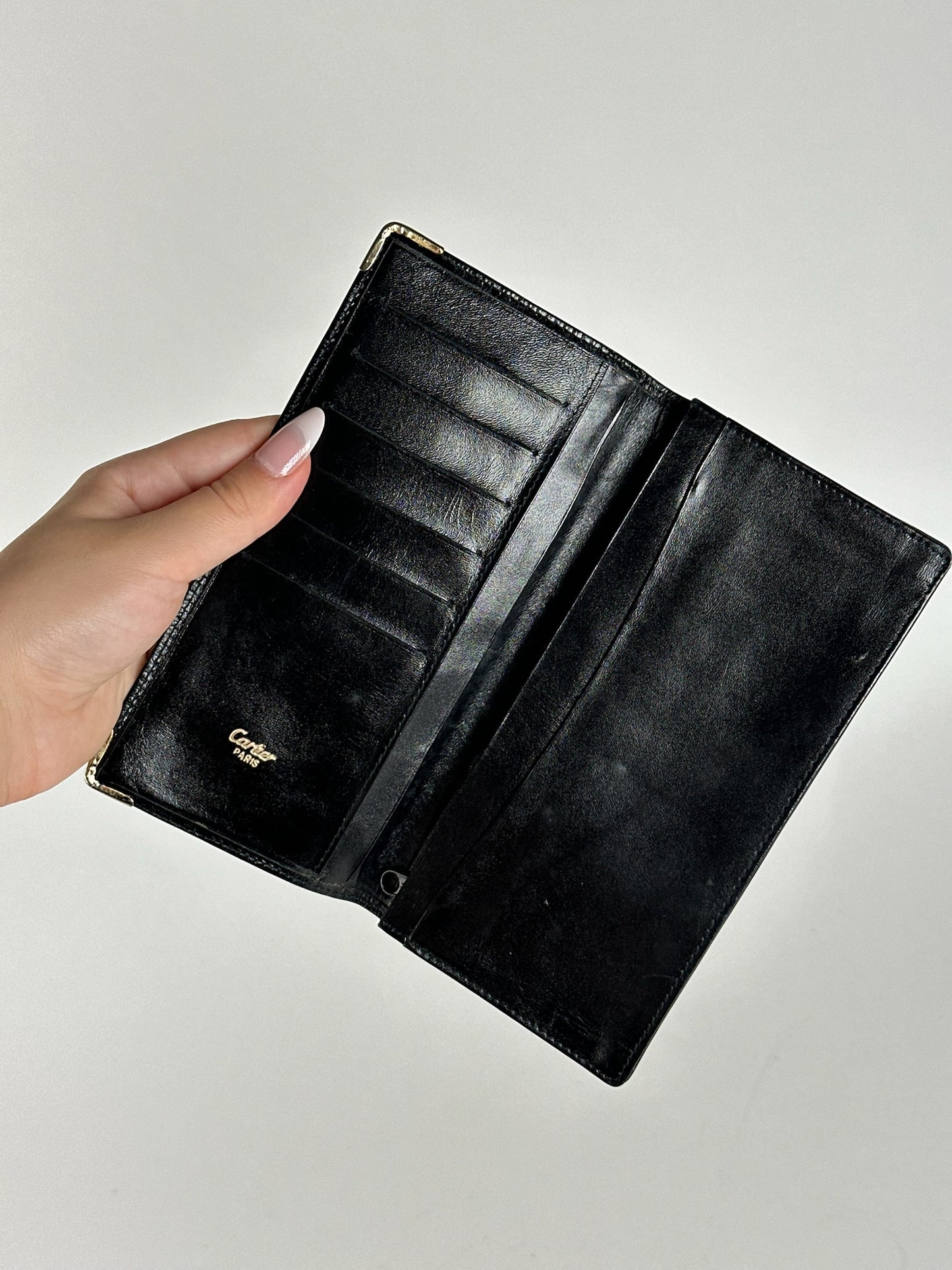 Vintage Cartier leather ID holder black