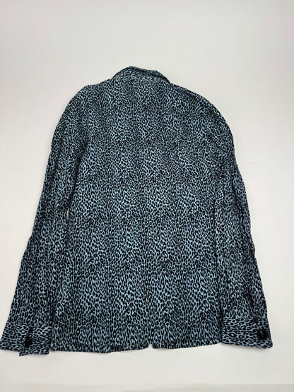 Vintage Gianni Versace Leopard Canvas Shirt Blue/black 38/M