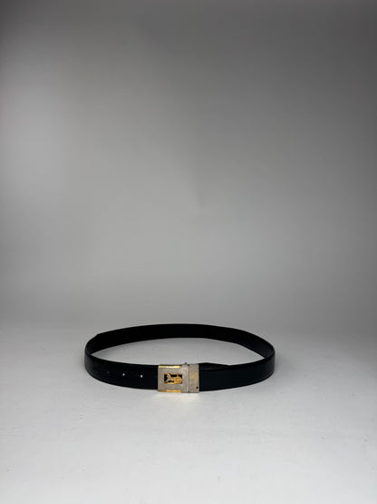 Vintage Celine Paris Triomphe Leather Belt Black