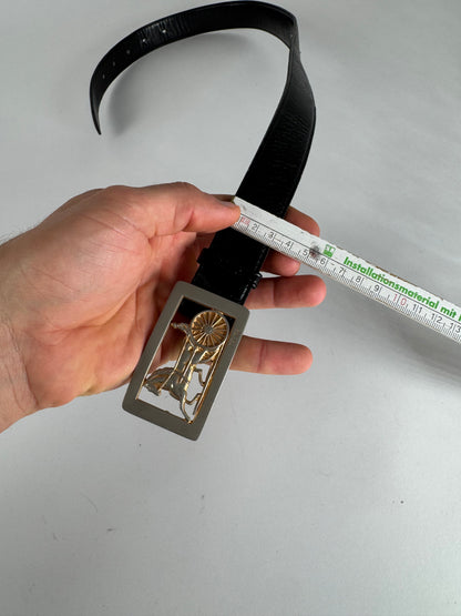 Vintage Celine Paris Leather Belt Black