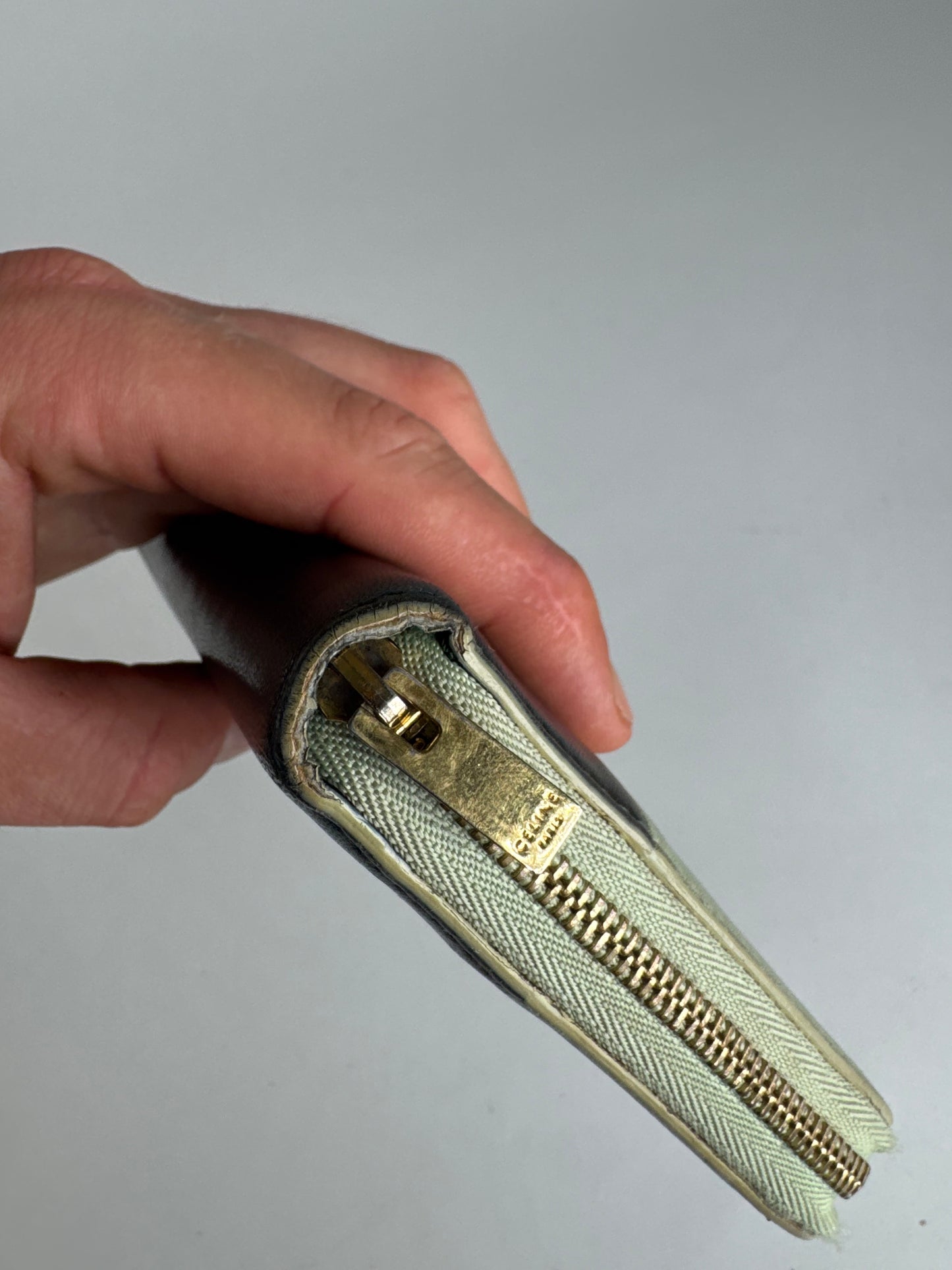 Portefeuille vintage en cuir Céline Triomphe vert noir