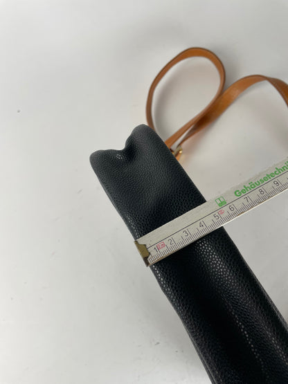 Vintage Courreges Paris Leather Crossbody Bag Black Brown