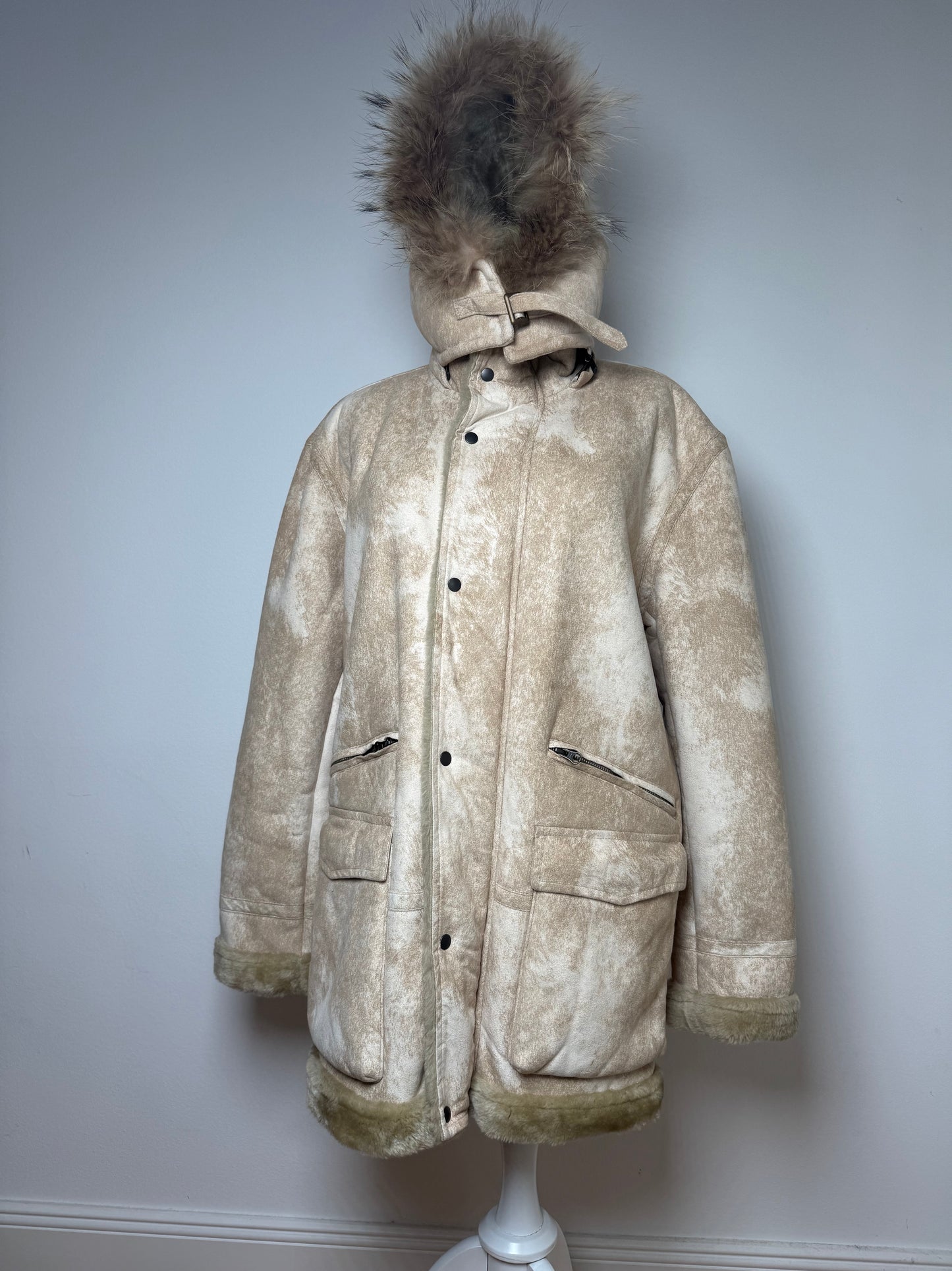 Parka en fourrure vintage Kansai Yamamoto unisexe beige M/L