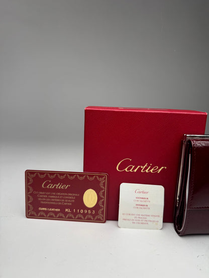 Vintage Cartier Patent Leather Wallet burgundy