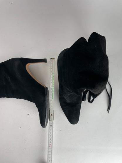 Vintage Gucci Fur / Leather Heeled Boots Black EU38C