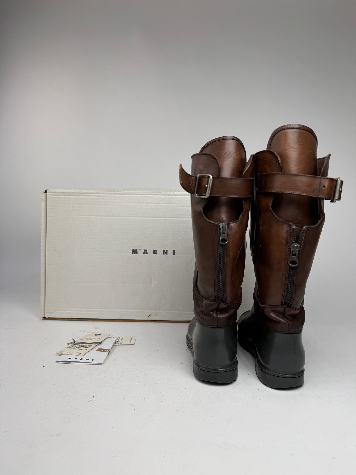 Vintage Marni Leather Boots brown Green EU38