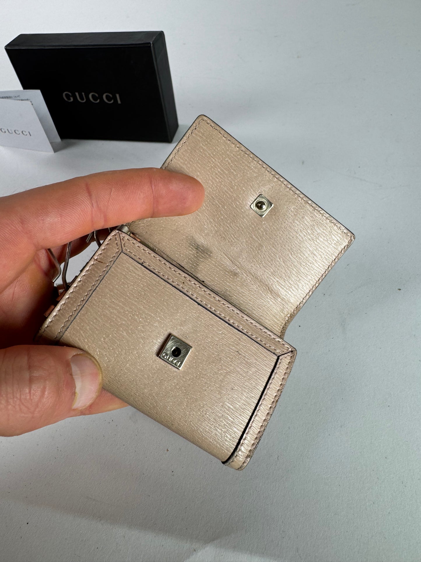 Vintage Gucci Leather Key Holder Rose / beige