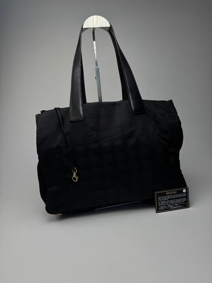 Vintage Chanel Canvas Monogram Shopper Black