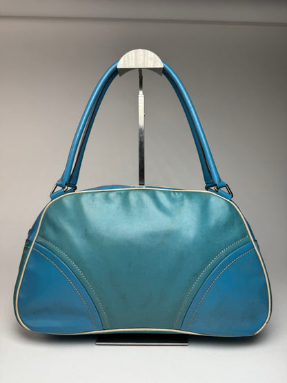 Sac bowling vintage en cuir Prada bleu