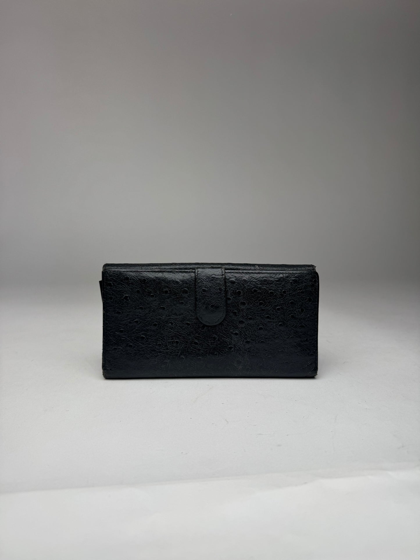 Vintage Gianni Versace Ostrich Leather Wallet Black